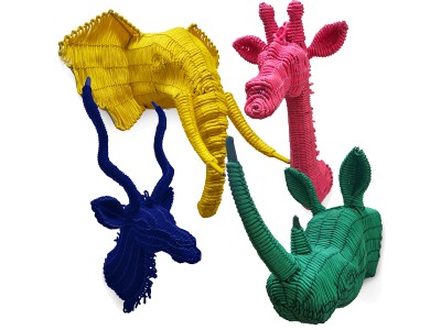 Colourful Mini Animal Head Wall Decor Set